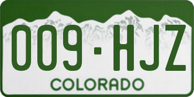 CO license plate 009HJZ
