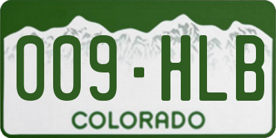 CO license plate 009HLB