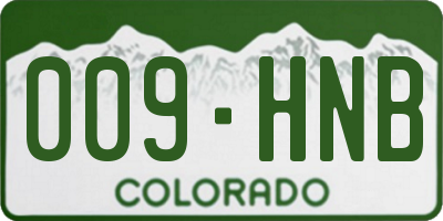 CO license plate 009HNB
