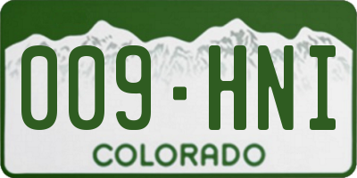 CO license plate 009HNI