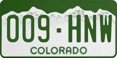 CO license plate 009HNW