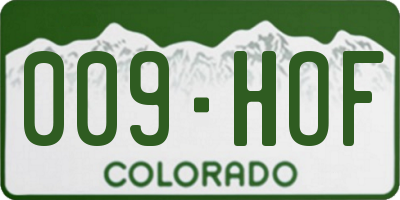 CO license plate 009HOF