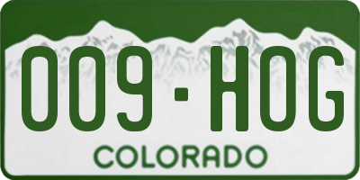 CO license plate 009HOG