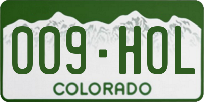 CO license plate 009HOL