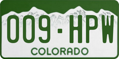 CO license plate 009HPW