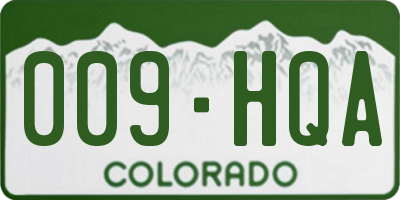 CO license plate 009HQA