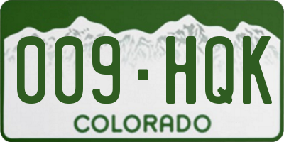 CO license plate 009HQK