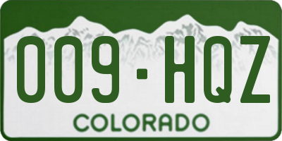 CO license plate 009HQZ