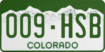 CO license plate 009HSB