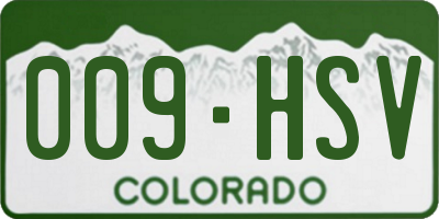 CO license plate 009HSV