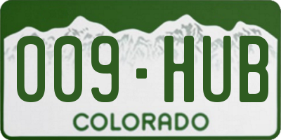 CO license plate 009HUB