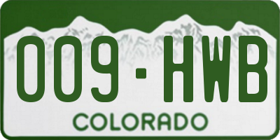 CO license plate 009HWB