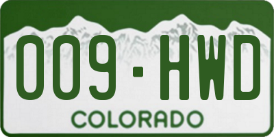 CO license plate 009HWD
