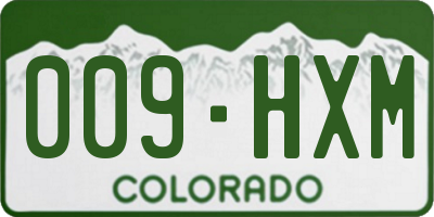 CO license plate 009HXM