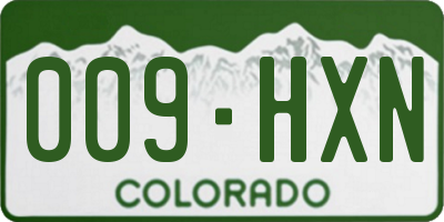 CO license plate 009HXN