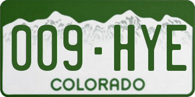 CO license plate 009HYE