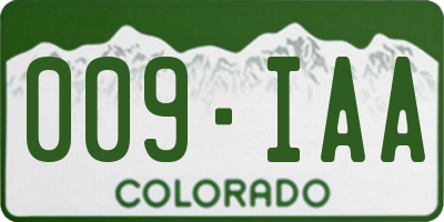 CO license plate 009IAA