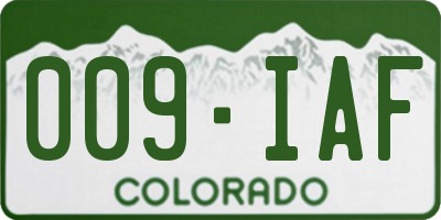 CO license plate 009IAF