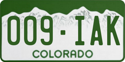 CO license plate 009IAK