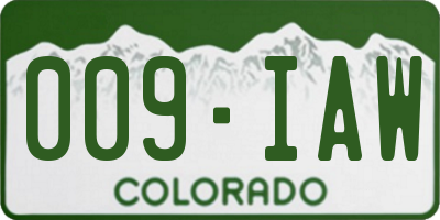 CO license plate 009IAW