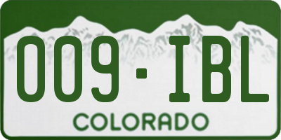 CO license plate 009IBL