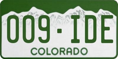 CO license plate 009IDE