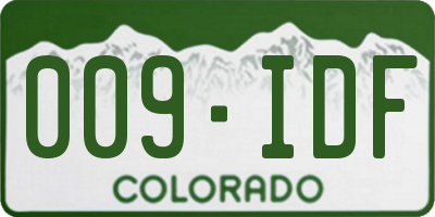 CO license plate 009IDF