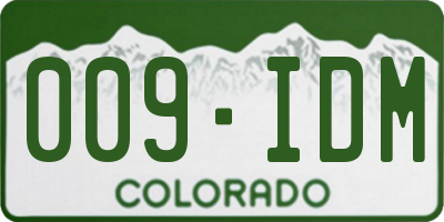 CO license plate 009IDM