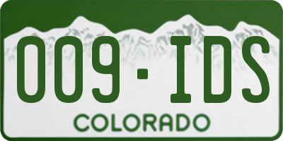 CO license plate 009IDS