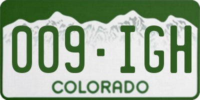 CO license plate 009IGH