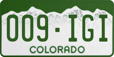 CO license plate 009IGI