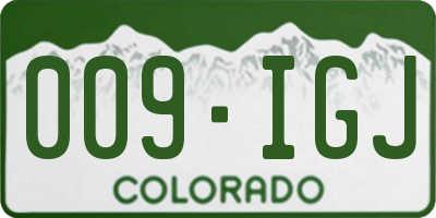 CO license plate 009IGJ