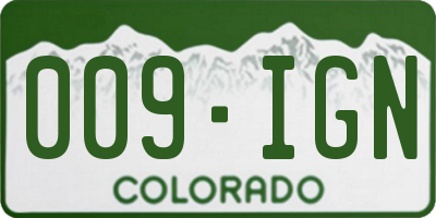 CO license plate 009IGN