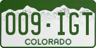 CO license plate 009IGT
