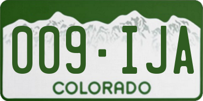 CO license plate 009IJA