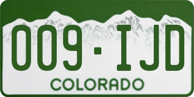 CO license plate 009IJD