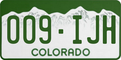 CO license plate 009IJH