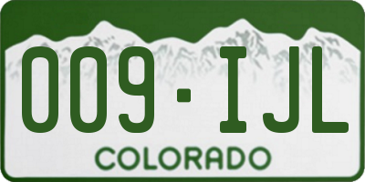 CO license plate 009IJL