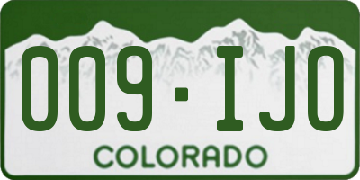 CO license plate 009IJO