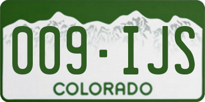 CO license plate 009IJS