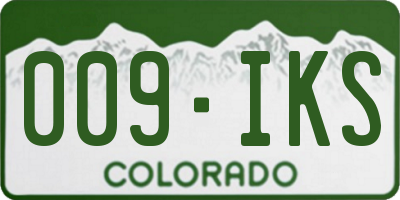 CO license plate 009IKS