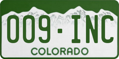 CO license plate 009INC