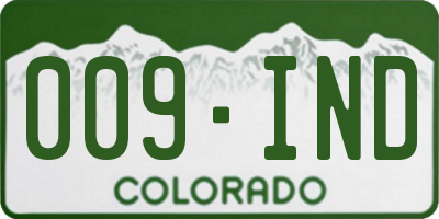 CO license plate 009IND