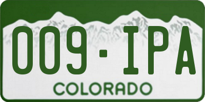 CO license plate 009IPA