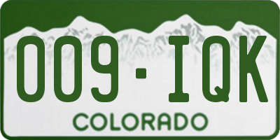 CO license plate 009IQK