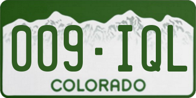 CO license plate 009IQL