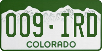 CO license plate 009IRD