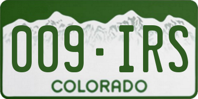 CO license plate 009IRS