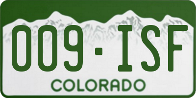 CO license plate 009ISF