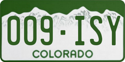 CO license plate 009ISY